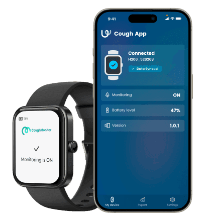 Hyfe Cough Diary app with connected cough monitoring watch